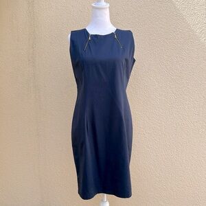 Poeta Palm Beach navy blue cotton and satin dress